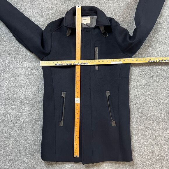 WRK Coat Mens M Medium Navy Blue Nylon Wool Blend Work Rest Karma City Overcoat - Picture 5 of 15